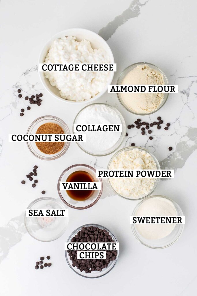The ingredients suggested to make cookie dough with protein powder.